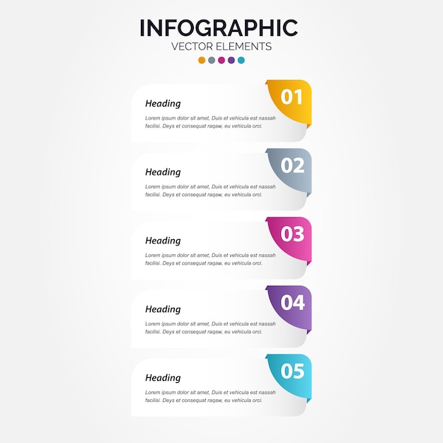 Vector Vertical Infographic design with icons 5 options or 5 steps process diagram flow chart info graph