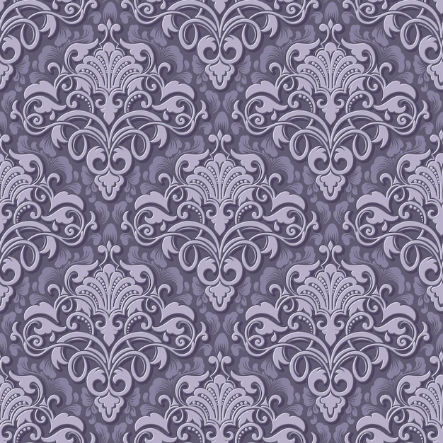 Free vector vector volumetric damask seamless pattern background elegant luxury embossed texture for wallpapers backgrounds and page fill 3d elements with shadows and highlights