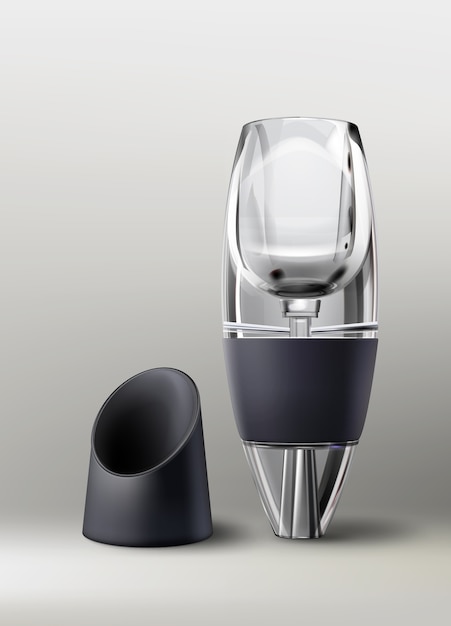 Free Vector vector wine aerator with black stand isolated on gradient background, front view