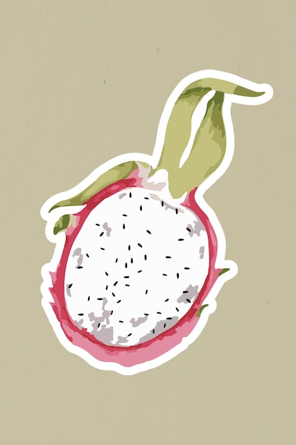 Free Vector vectorized half of a dragon fruit sticker with a white border