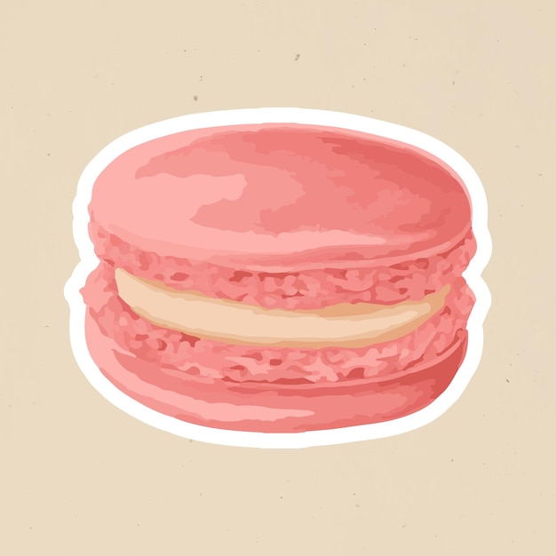 Free Vector vectorized hand drawn pink macaron sticker with a white border