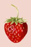 Free vector vectorized strawberry fruit sticker overlay on a pink background