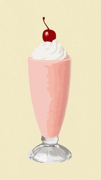 Free Vector vectorized strawberry milkshake sticker design resource