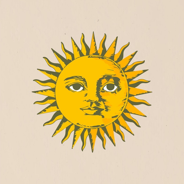 Vectorized sun with face design element