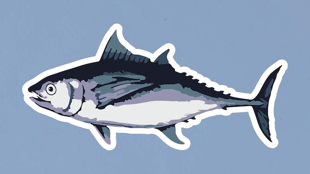 Free Vector vectorized tuna fish sticker with a white border