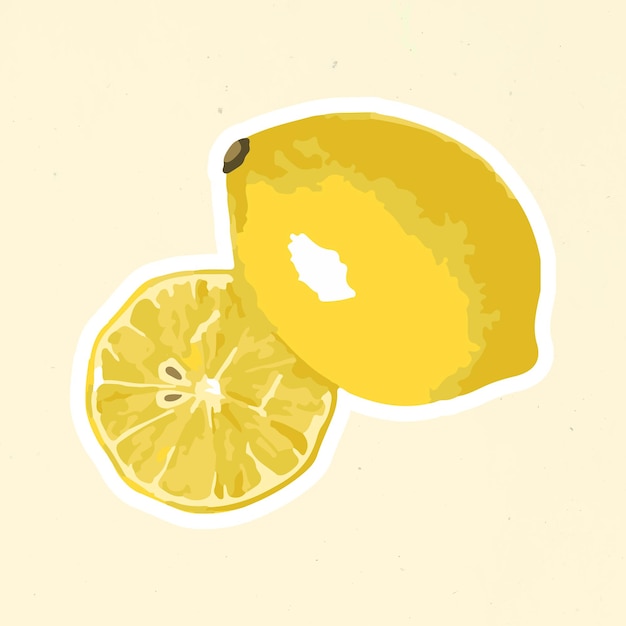 Free vector vectorized yellow lemon sticker overlay with white border design resource