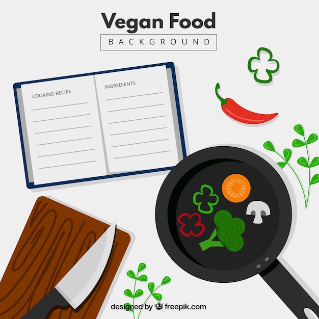 Free Vector vegan food background in flat design 