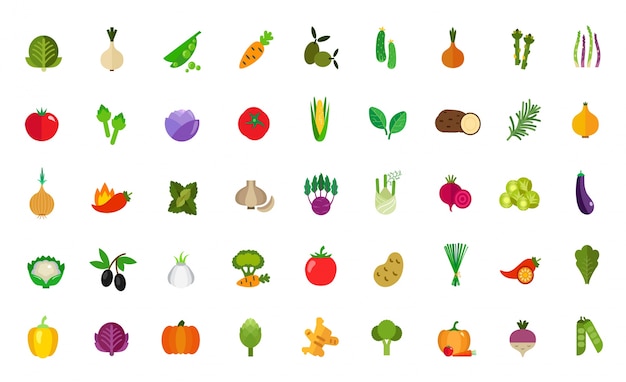 Vegan food icon set