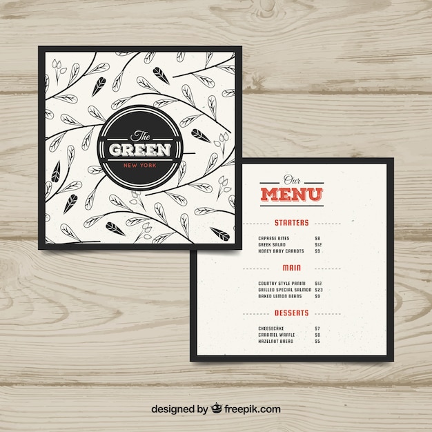 Free vector vegan restaurant menu template in flat design