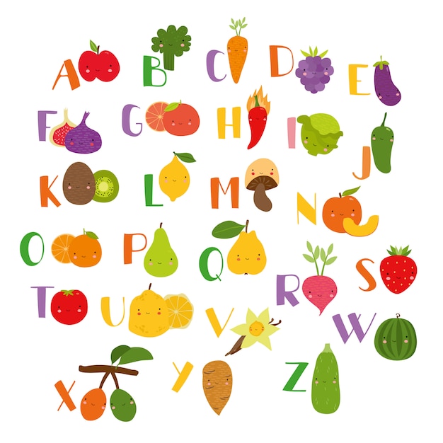 vegetable alphabet lovely fruits