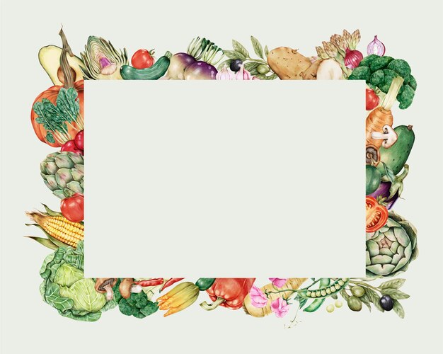 Vegetable frame in hand drawn style