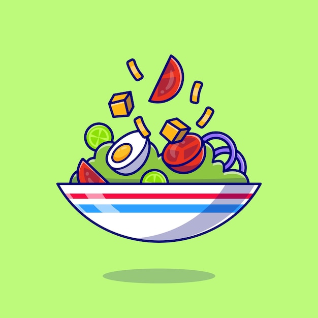 Vegetable Salad With Egg Boiled In Bowl Cartoon