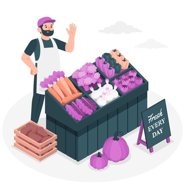 Free vector vegetable seller concept illustration