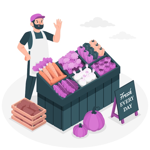 Free Vector vegetable seller concept illustration