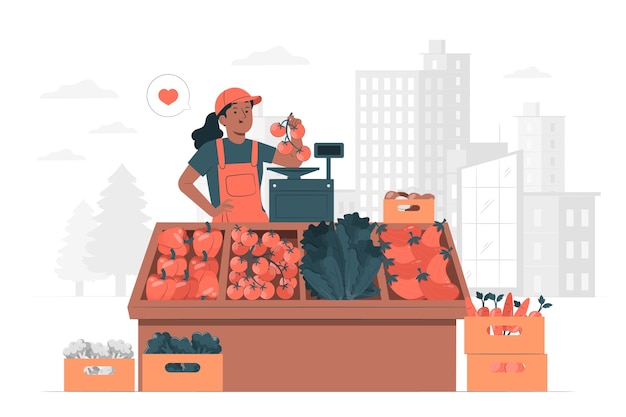 Free Vector vegetable seller concept illustration