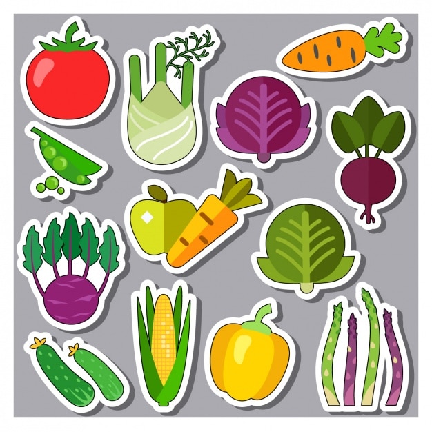 Free Vector vegetable stickers collection