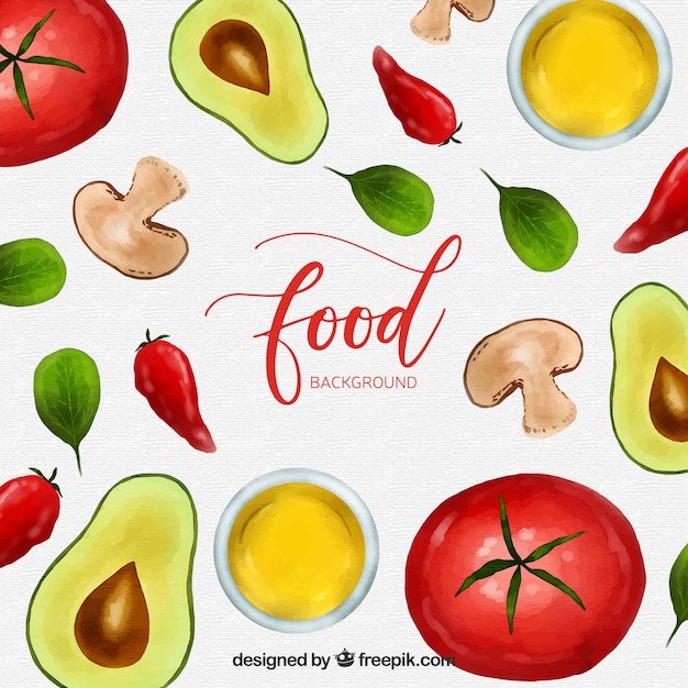 Free Vector vegetables background with watercolor style