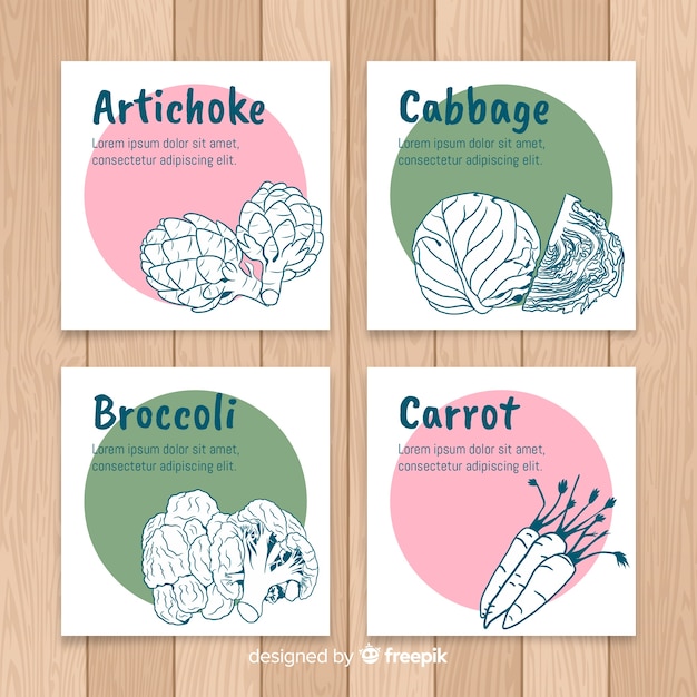 Free Vector vegetables card set