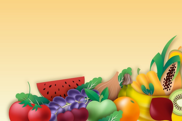 Free Vector vegetables and fruits background