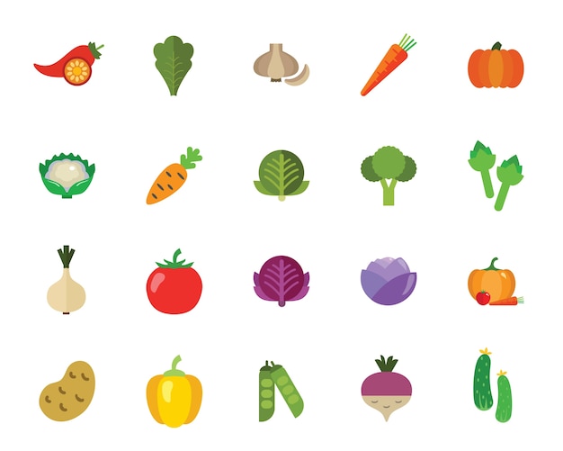 Vegetables icon set