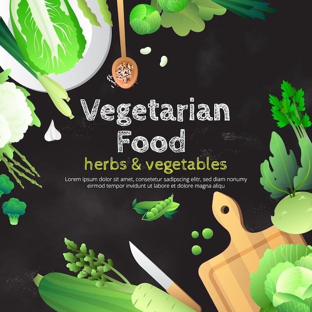 Free Vector vegetarian food chalkboard advertisement poster