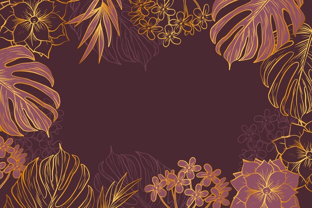 Vegetation background with golden details