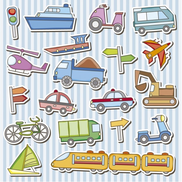 Free Vector vehicles toys stickers