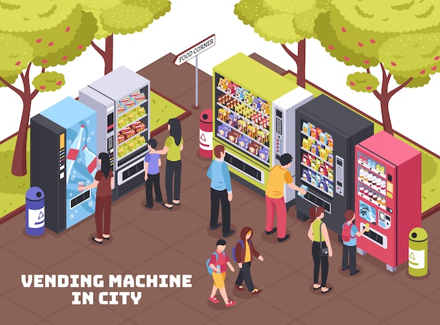 Vending Machines Isometric Composition