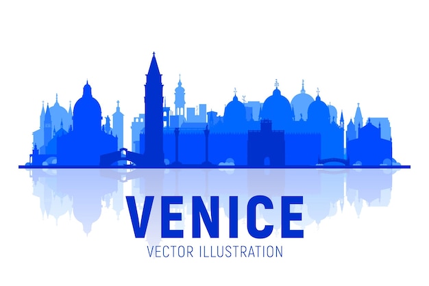 Venice  Italy  city silhouette skyline with panorama in white background Vector Illustration Business travel and tourism concept with old buildings Image for presentation banner web site