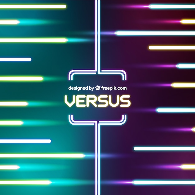 Versus background with colorful neon lights