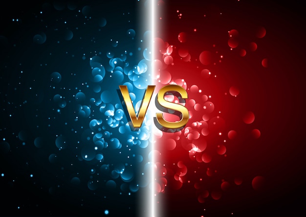 Free Vector versus battle screen background with red and blue bokeh lights design