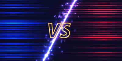 Free vector versus screen with neon glow effect