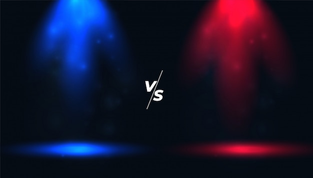 Free vector versus vs background with blue and red spotlights