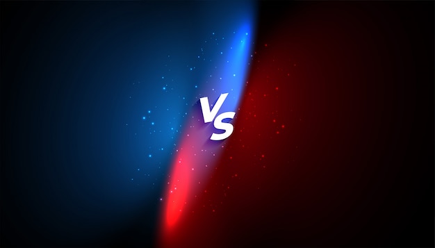 Free vector versus vs banner  with blue and red light effect