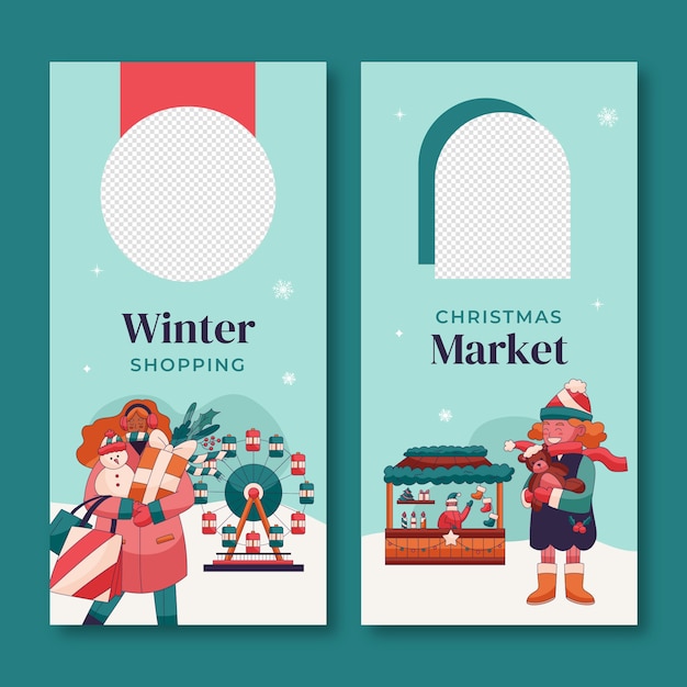 Free Vector vertical banner template for christmas season market