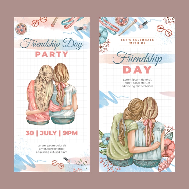 Free Vector vertical banner template for international friendship day celebration