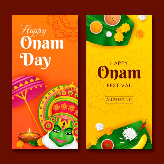 Vertical banner template for onam festival celebration