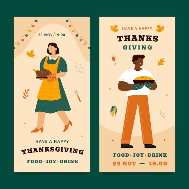 Vertical banner template for thanksgiving day celebration