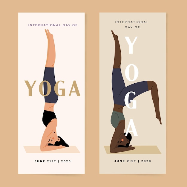 Vertical banners with international day of yoga