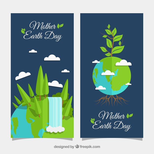 Vertical banners for the world earth day in flat design