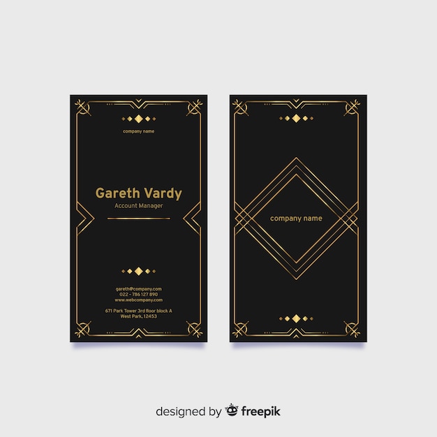 Vertical black elegant business card