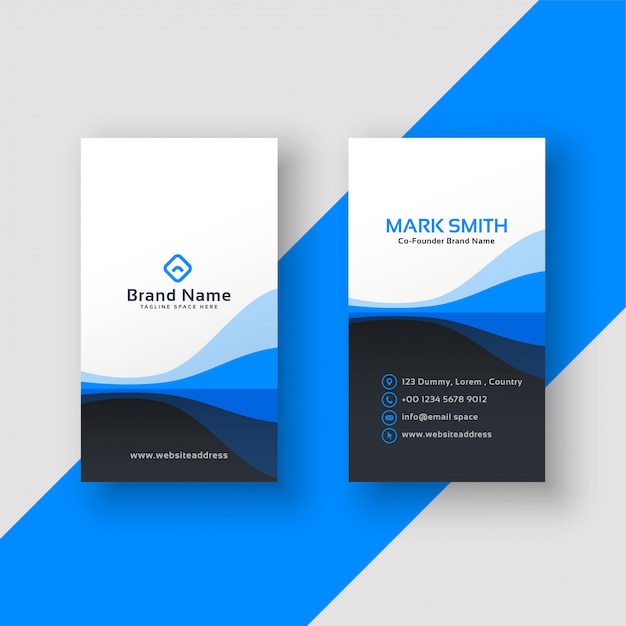 Vertical business card blue template