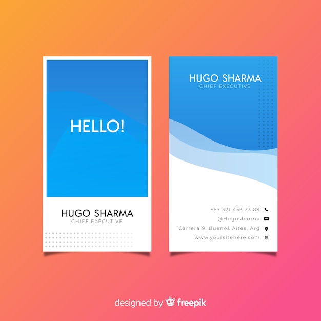 Vertical business card template, front and back design