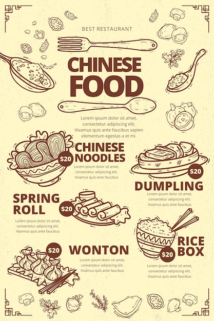 Vertical chinese food menu template