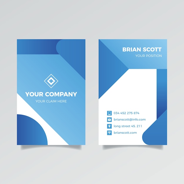 Vertical classic blue company card template