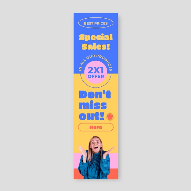 Free Vector vertical colorful creative sales banner template