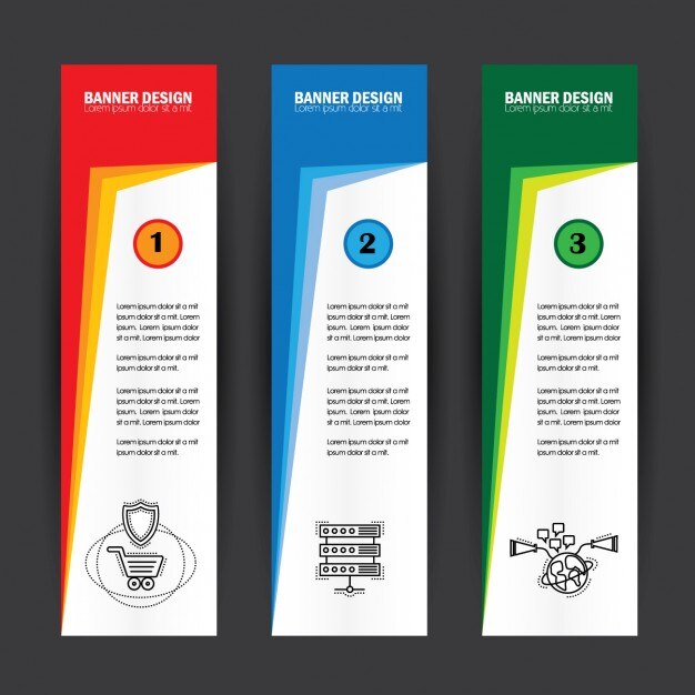 Vertical coloured banners pack