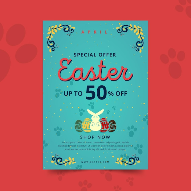 Free Vector vertical easter sale flyer template