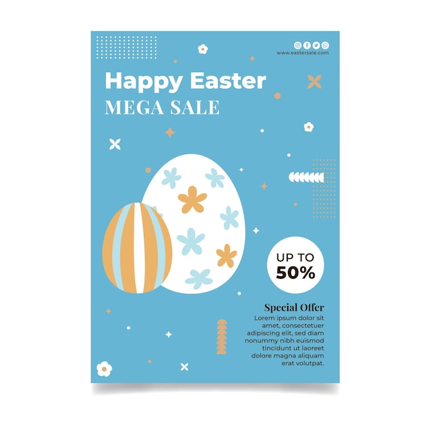 Vertical easter sale flyer template