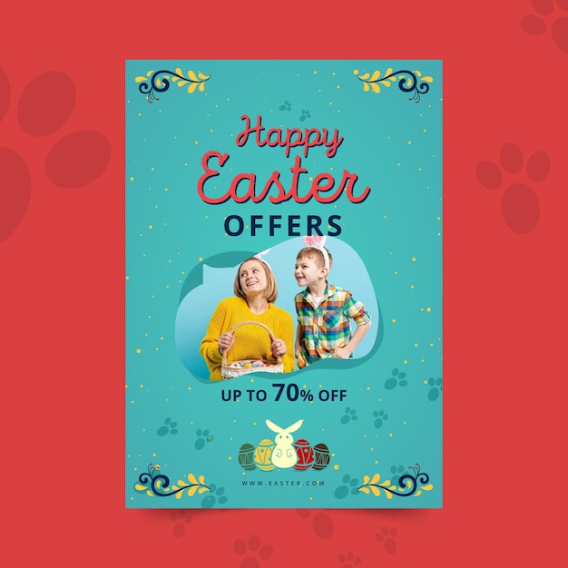 Vertical easter sale poster template